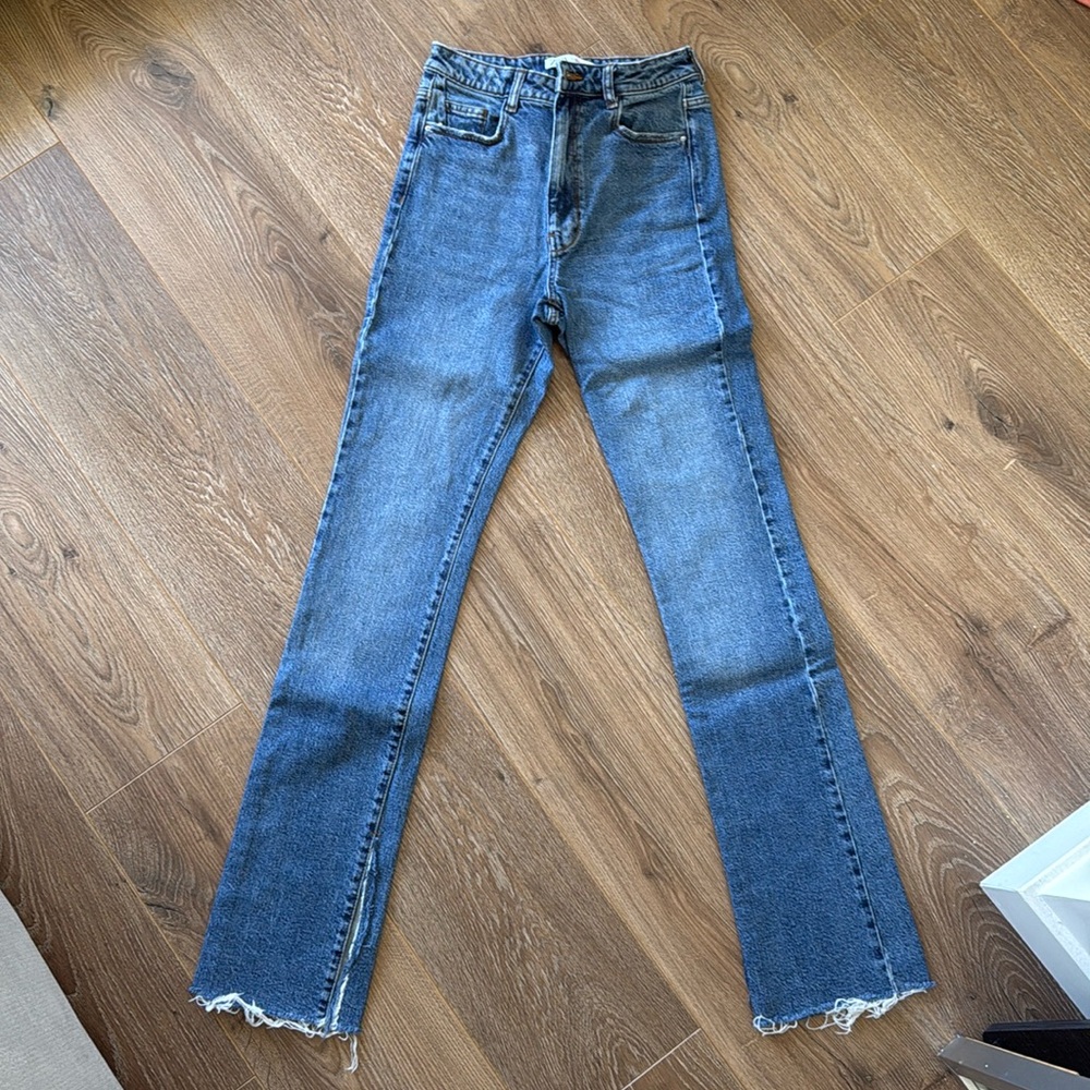 Zara jeans, (size USA 4) with slit splits and raw hem